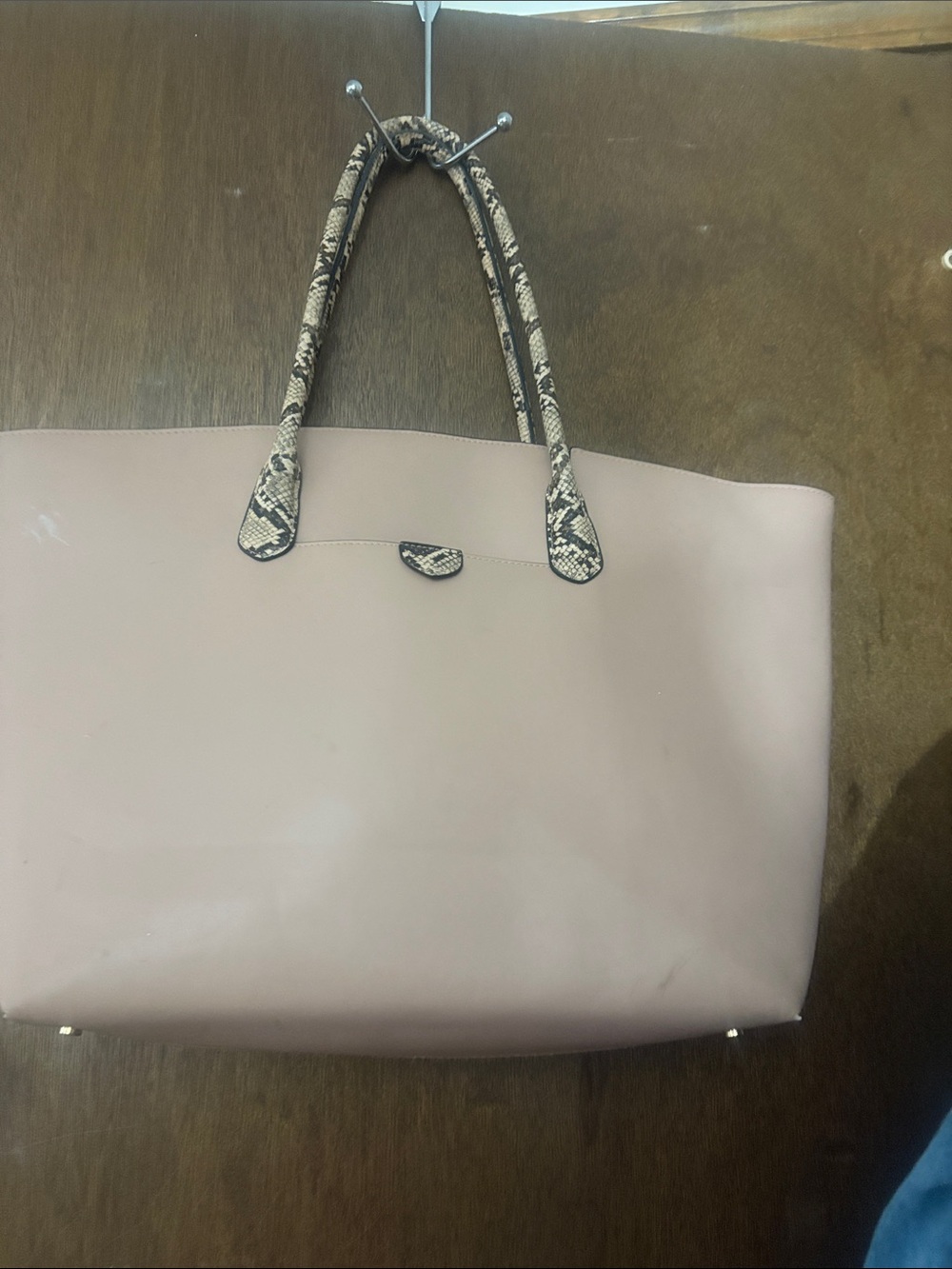 a new day Blush Tote with Snake-Print Handles